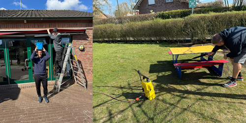 GartenAktion im Frühling 2025 die Eltern packen mit an und putzen und reparieren